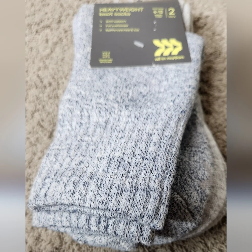 Men's Striped Marl Short Boot Socks - All In Motion Navy Blue/Gray 6-12